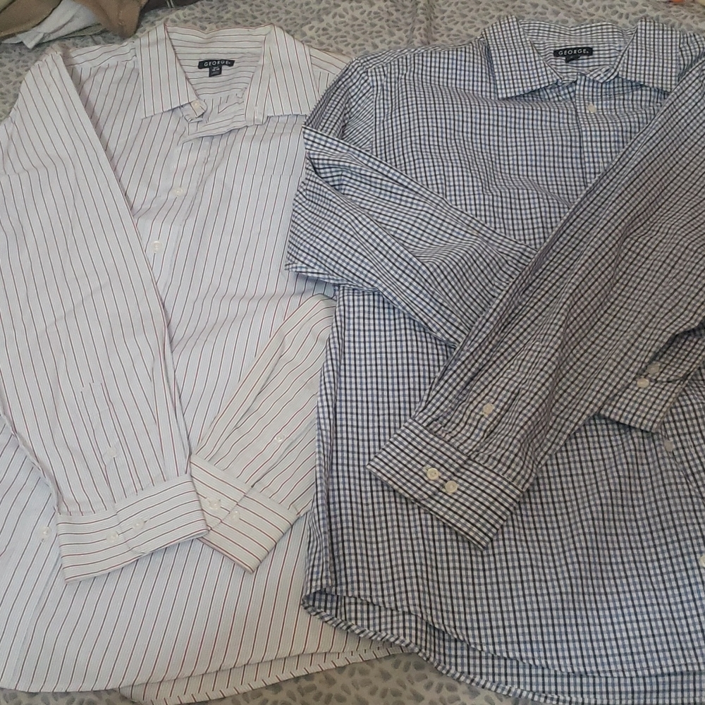 2 - George long-sleeved, button-up dress Shirts XL
